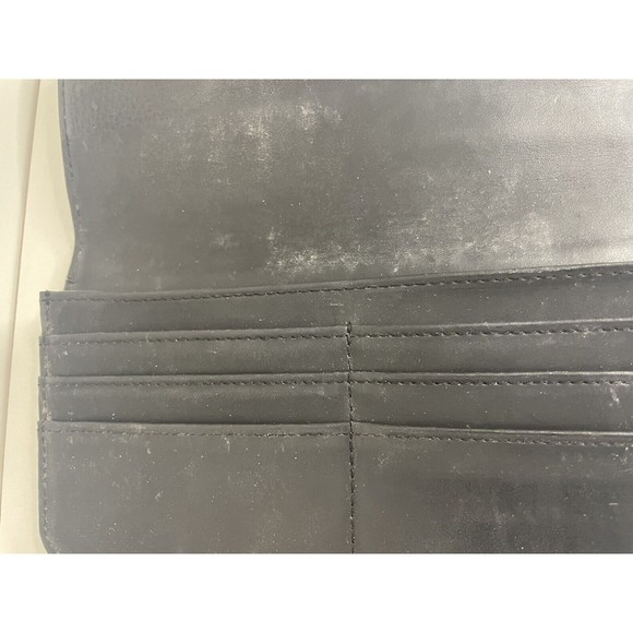 ESPRIT Womens Black Faux Leather Tri-Fold Wallet VTG 90s 12 Card Holder Photo ID - Picture 9 of 16